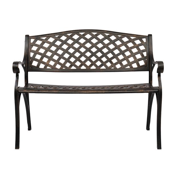 40.5" Outdoor Cast Aluminum Bench With Mesh Backrest Seat Surface