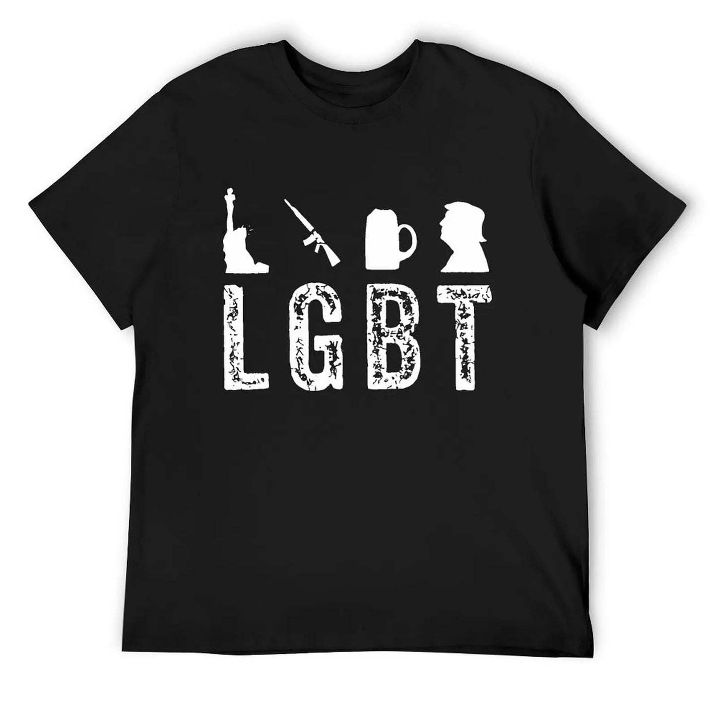 LGBT Liberty Guns Beer Trump Funny Inspired T Shirt Harajuku Short Sleeve T-shirt 100% Cotton Graphics