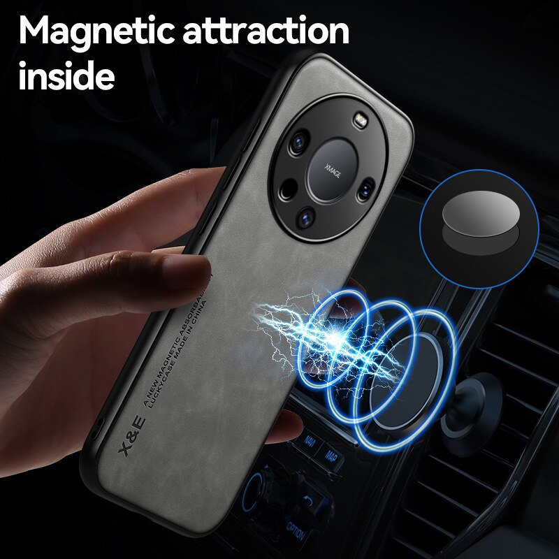For Huawei Mate 60 Pro 5G Case Leather Phone Cases for Hauwei Mate60 Mate60Pro Magnetic Holder Back Cover