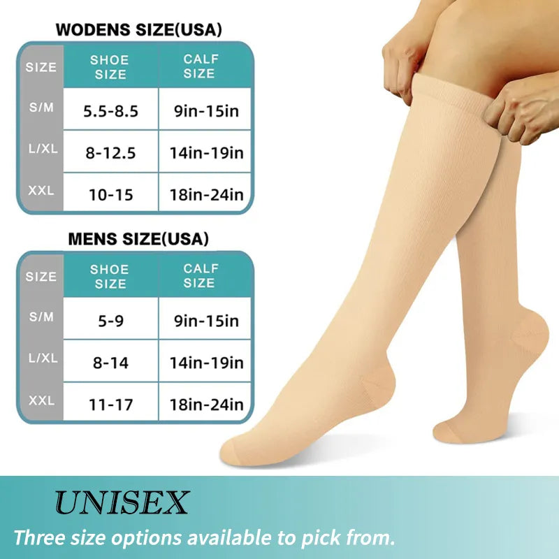 Compression Socks for Women & Men Circulation (3 Pairs) 15-20 mmHg is Best Support for Cycling Athletic Running