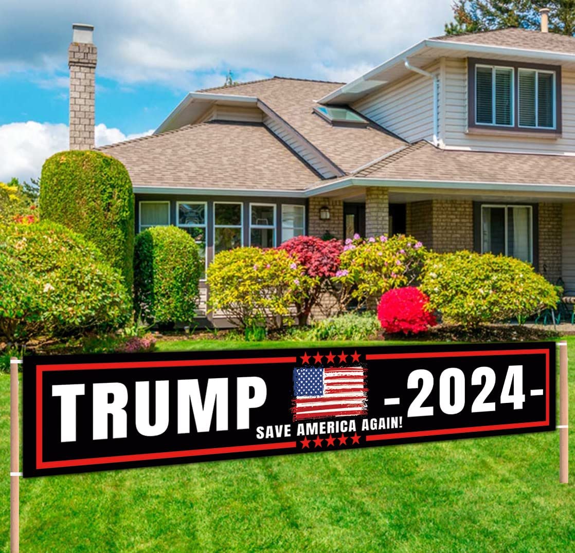 Trump Keep America Great Again 2024 Banners with 4 Grommets Polyester for Yard Advertising Outdoor and Indoor Hanging Decoration