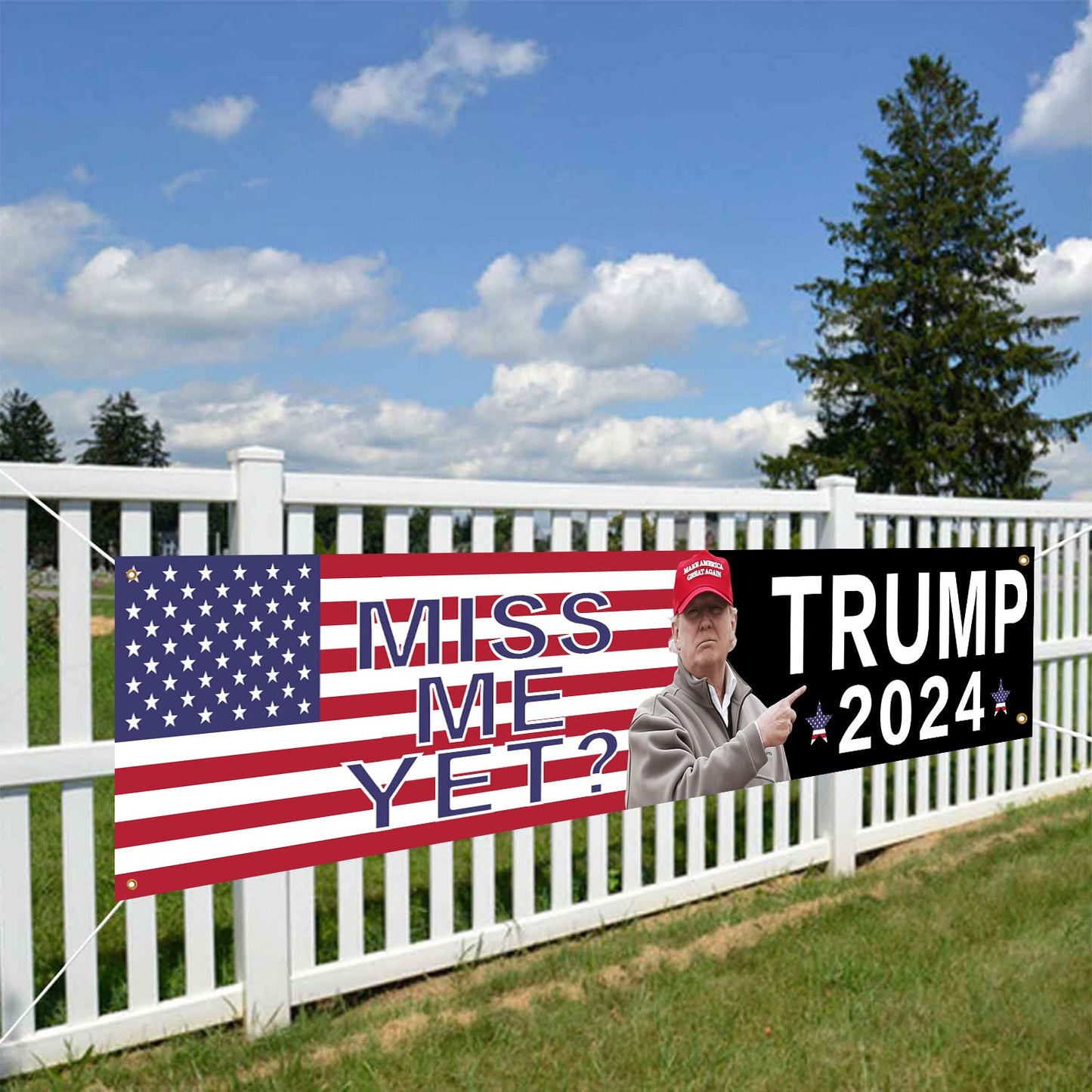 Trump Keep America Great Again 2024 Banners with 4 Grommets Polyester for Yard Advertising Outdoor and Indoor Hanging Decoration