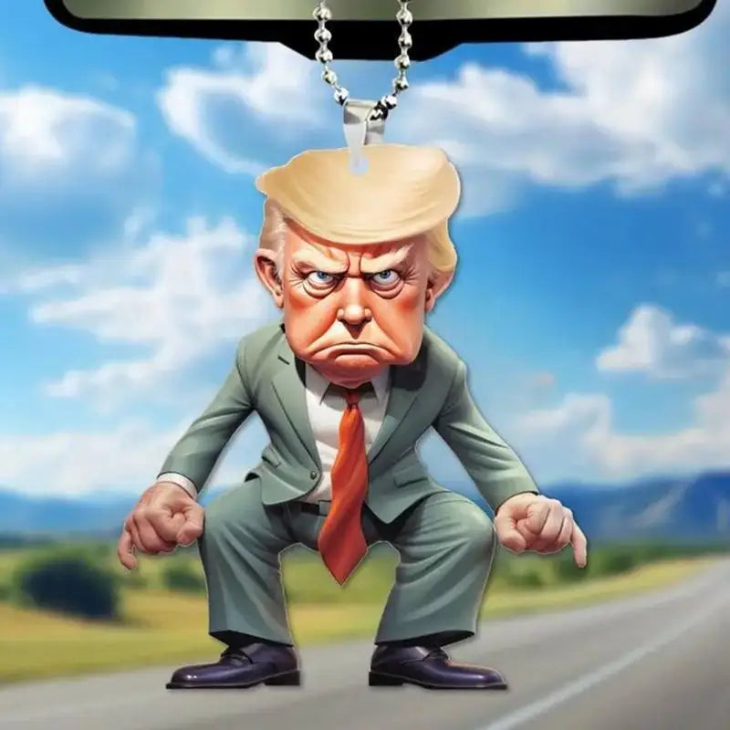 Car Pendant Acrylic Donald Trump Rearview Pendant Spoof Keychain Hanging Ornament