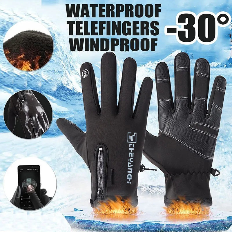 Winter Cycling Gloves for Men and Women - Thermal Full Finger Bike Gloves - Touch Screen Windproof Warm Non-Slip Road Mountain Bicycle Gloves for Running,Driving,Hiking,and Skiing