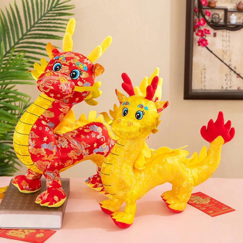 1pc Chinese Dragon Plush Mascot Dragon Stuffed Animals Toys 2024 Chinese New Year Zodiac Dragon Plush Toy Chinese New Year Gift Home Decoration Spring Festival Ornaments 11/14/18inch