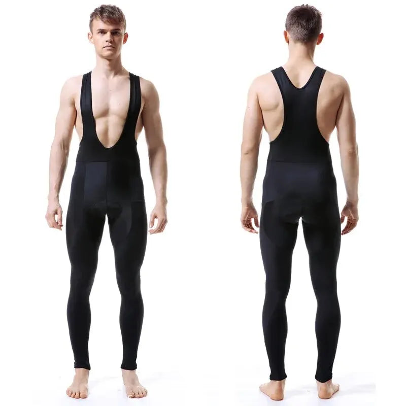 Men's Winter Cycling Bib Pants 5D Padded Thermal Water Resistant Bike Tights Cold Weather Warm