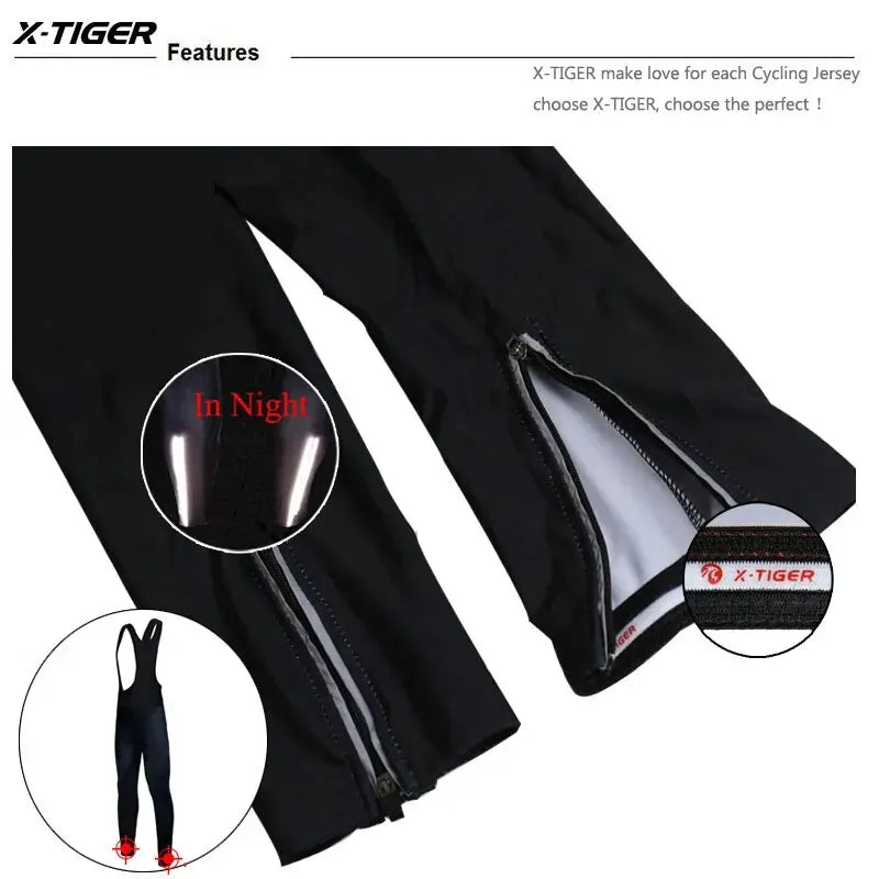 Men's Winter Cycling Bib Pants 5D Padded Thermal Water Resistant Bike Tights Cold Weather Warm