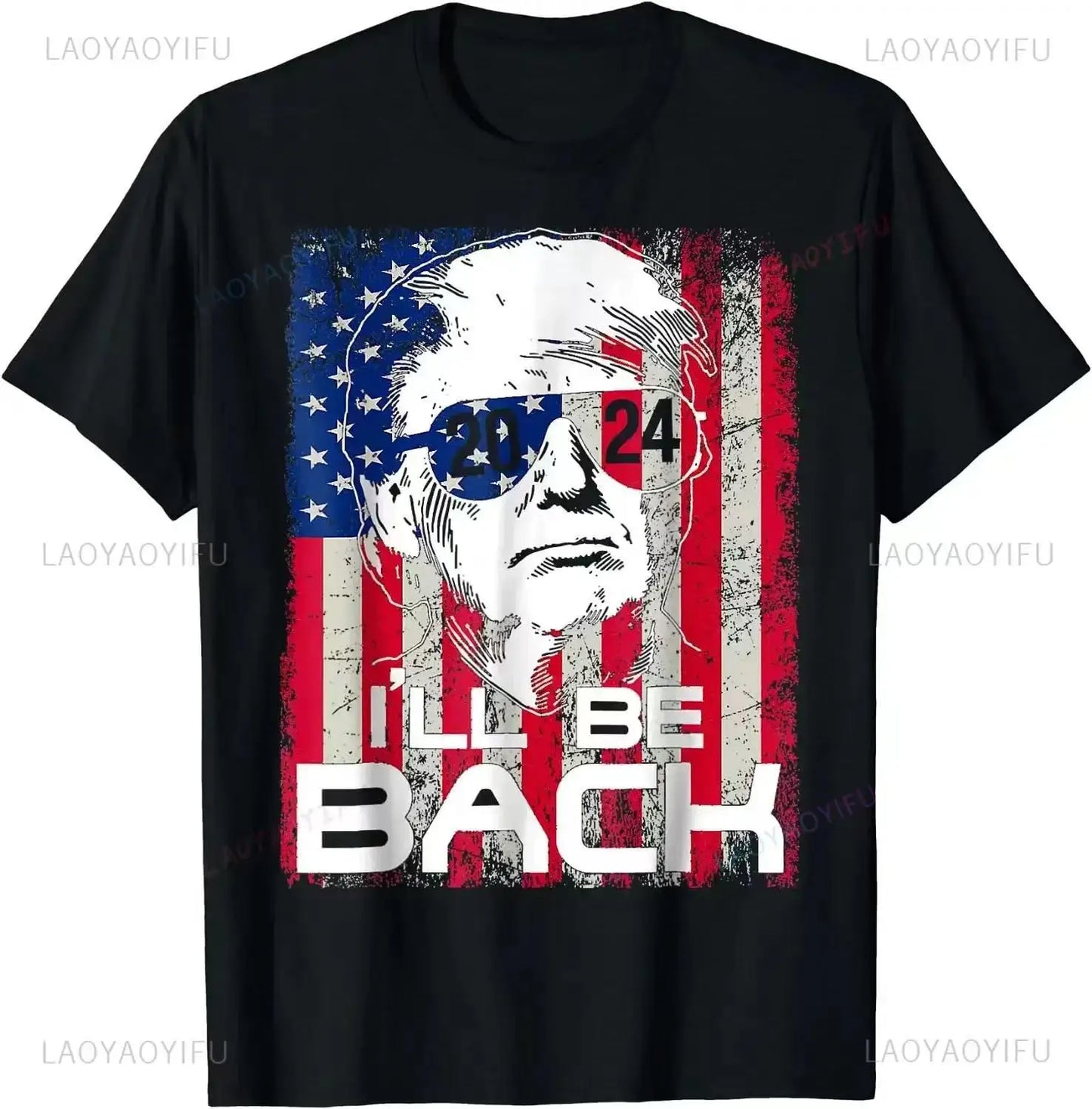 I'm back to participate in the 2024 Trump election Donald Pump Gift Meme T-shirt Fun Election Couple casual breathable T-shirt