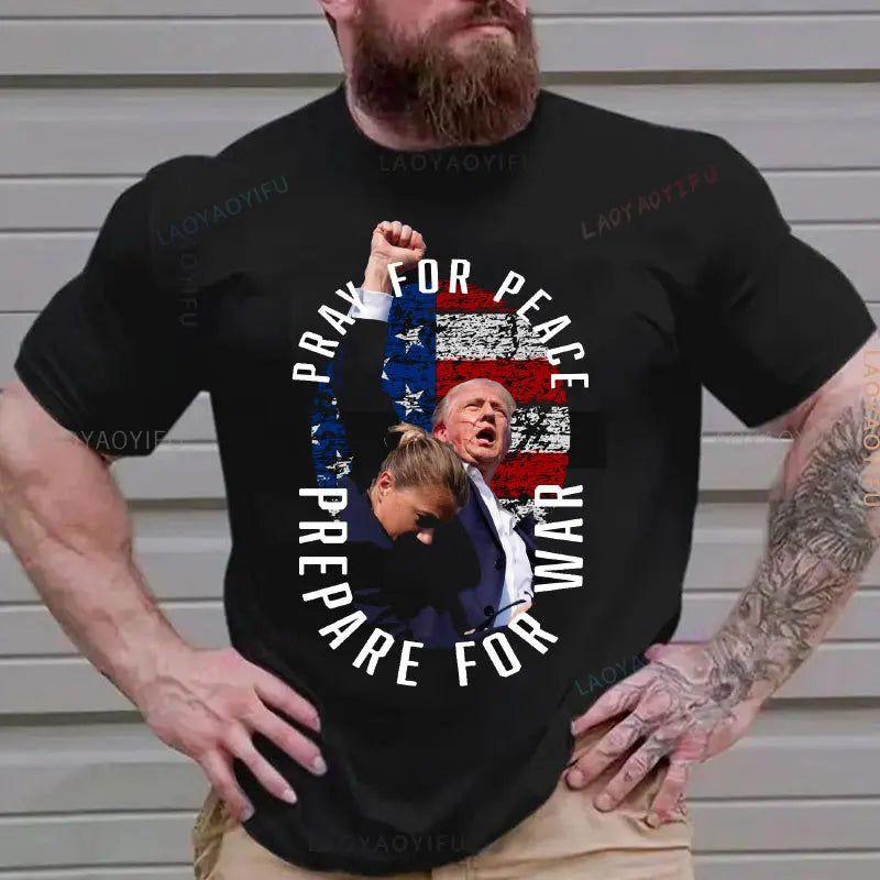 Trump Pray for Peace Tshirt FightTank T-shirt Donald Trump Fight 2024 Tee Donald Trump ShotFight 100% Cotton Shirt