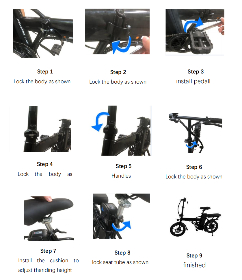 Foldable Adult Electric Bicycles 16inch Tire 500W Motor 42 V 10.4 AH Removable Battery Multi-Shock Absorption City Commuter e-bike