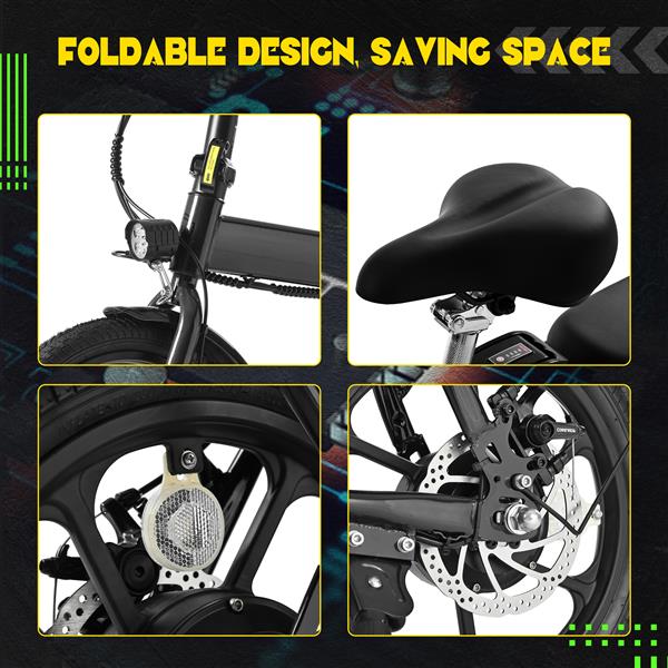 Foldable Adult Electric Bicycles 16inch Tire 500W Motor 42 V 10.4 AH Removable Battery Multi-Shock Absorption City Commuter e-bike