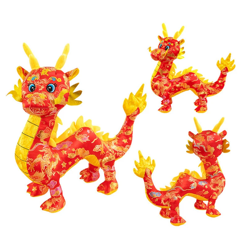 1pc Chinese Dragon Plush Mascot Dragon Stuffed Animals Toys 2024 Chinese New Year Zodiac Dragon Plush Toy Chinese New Year Gift Home Decoration Spring Festival Ornaments 11/14/18inch