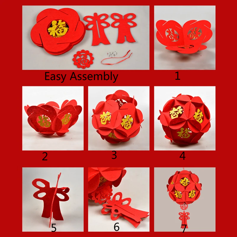 2pcs Chinese New Year Decorations Red Lanterns for 2024 Spring Festival Year of Dragon Waterproof Lantern Decor with Golden Fu Character