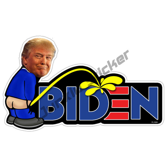 Trump Peeing on Biden, großer Autoaufkleber, Autoaufkleber, geeignet für Autos, Windows, Laptops, 1 Stück