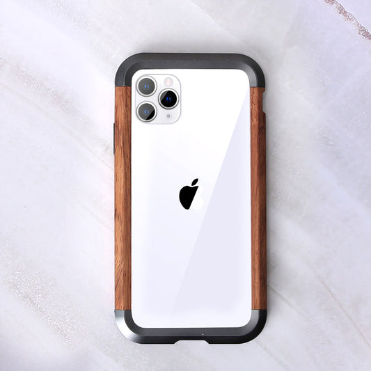 Wood Metal Open Back Bumper Case for iPhone Case For iPhone 14 13 Pro Max, 13 Mini, 13 Pro, 12 Pro Max 11 Pro XS XR