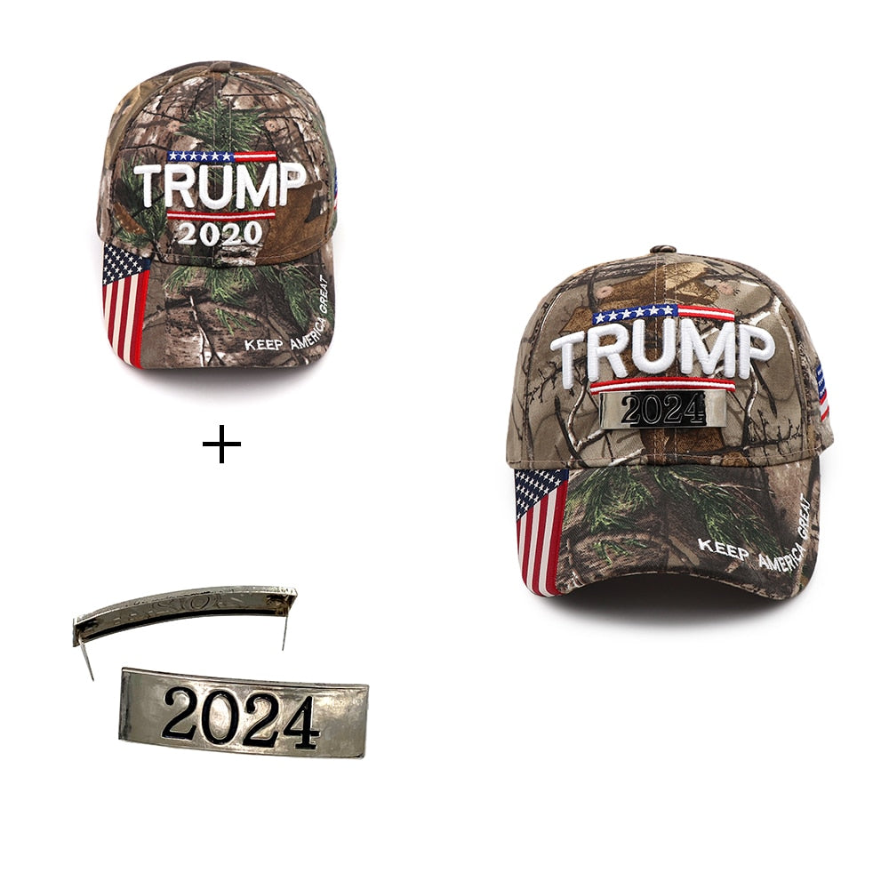 Donald Trump 2024 Casquette Camouflage USA Drapeau Casquettes de baseball Gardez l'Amérique Grand Snapback Président Chapeau Broderie 3D