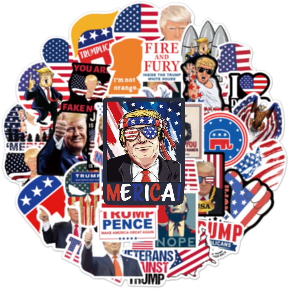Ehemaliger Präsident Trump, lustige Cartoon-Aufkleber für Skateboard, Laptop, Motorrad, Koffer, 10/30/50 Stück