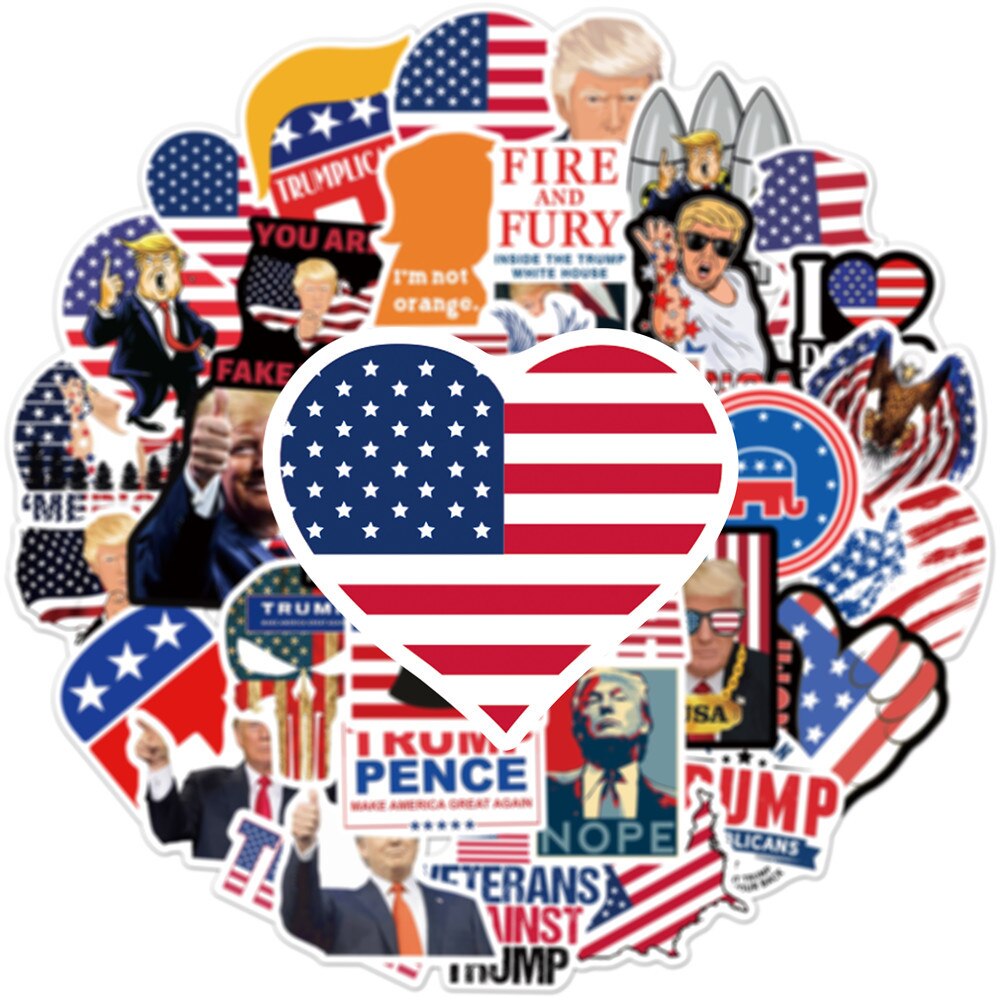 Ehemaliger Präsident Trump, lustige Cartoon-Aufkleber für Skateboard, Laptop, Motorrad, Koffer, 10/30/50 Stück