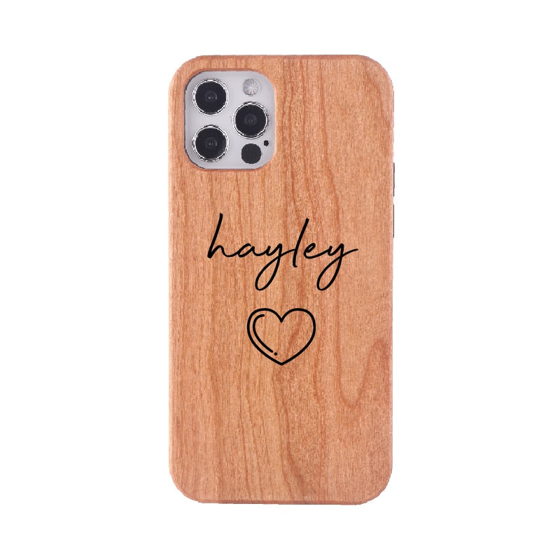 Cherrywood Personalized Name Custom Engraved Case For iPhone13 pro max, 12 11 Pro Max Mini, SE 3 2022 2020, X Xs Xr Max, 7 8 Plus