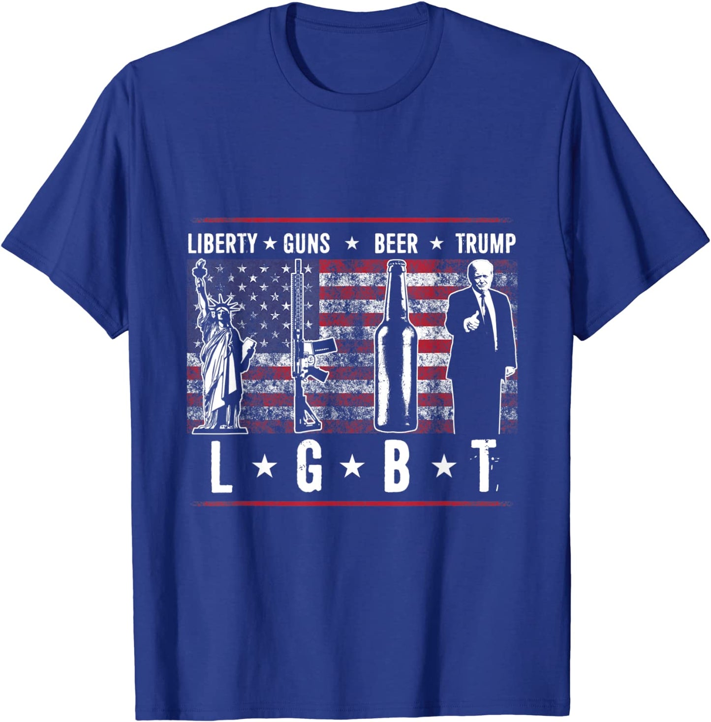 Trump T-Shirt Liberty Guns Bier LGBT Parodie Lässige Baumwolle Unisex T-Shirts