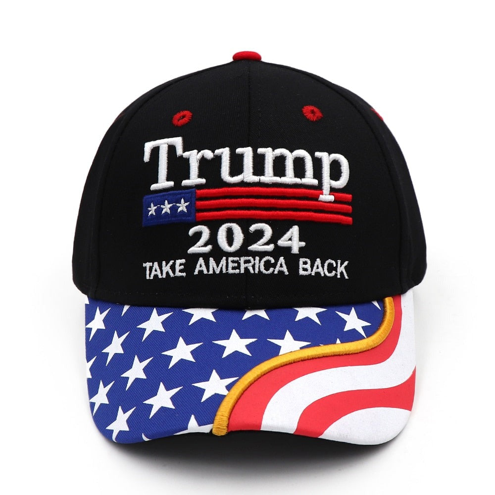Nouveau Donald Trump 2024 Cap USA Drapeau Casquettes de Baseball Take America Back 3D Broderie Snapback Président Chapeau