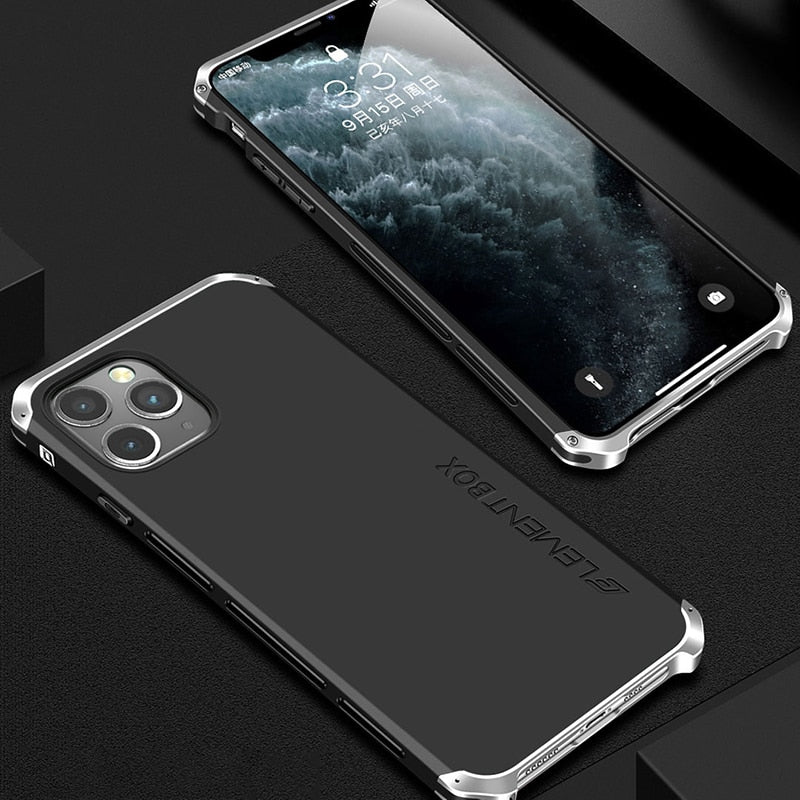 Stoßfeste, schlanke Schutzhülle mit Aluminiumrahmen für iPhone 12 Pro 11 Pro X XS MAX XR 6 6S 8 7 Plus SE2020 2022 ELEMENT