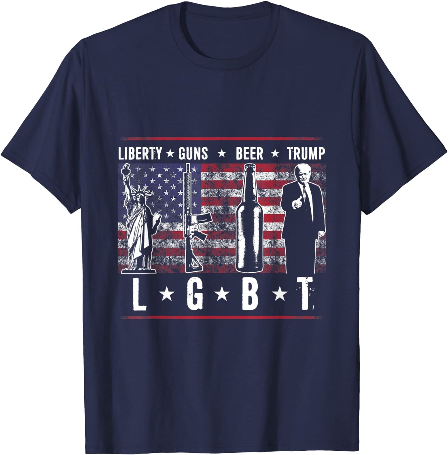 Trump T Shirt Liberty Guns Bière LGBT Parodie Casual Coton Unisexe T-shirts