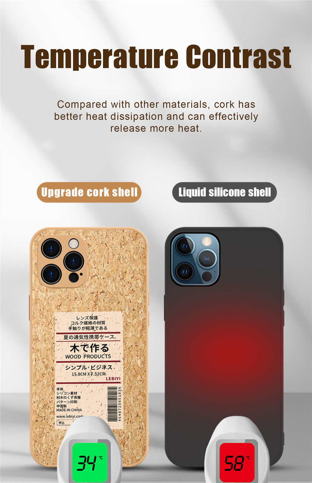 Atmungsaktive, stoßfeste Schutzhülle aus Korkholz für iPhone 13 12 11 Pro Max 13 12 Mini XS Max XR X 7 8 Plus, mit Linsenschutz