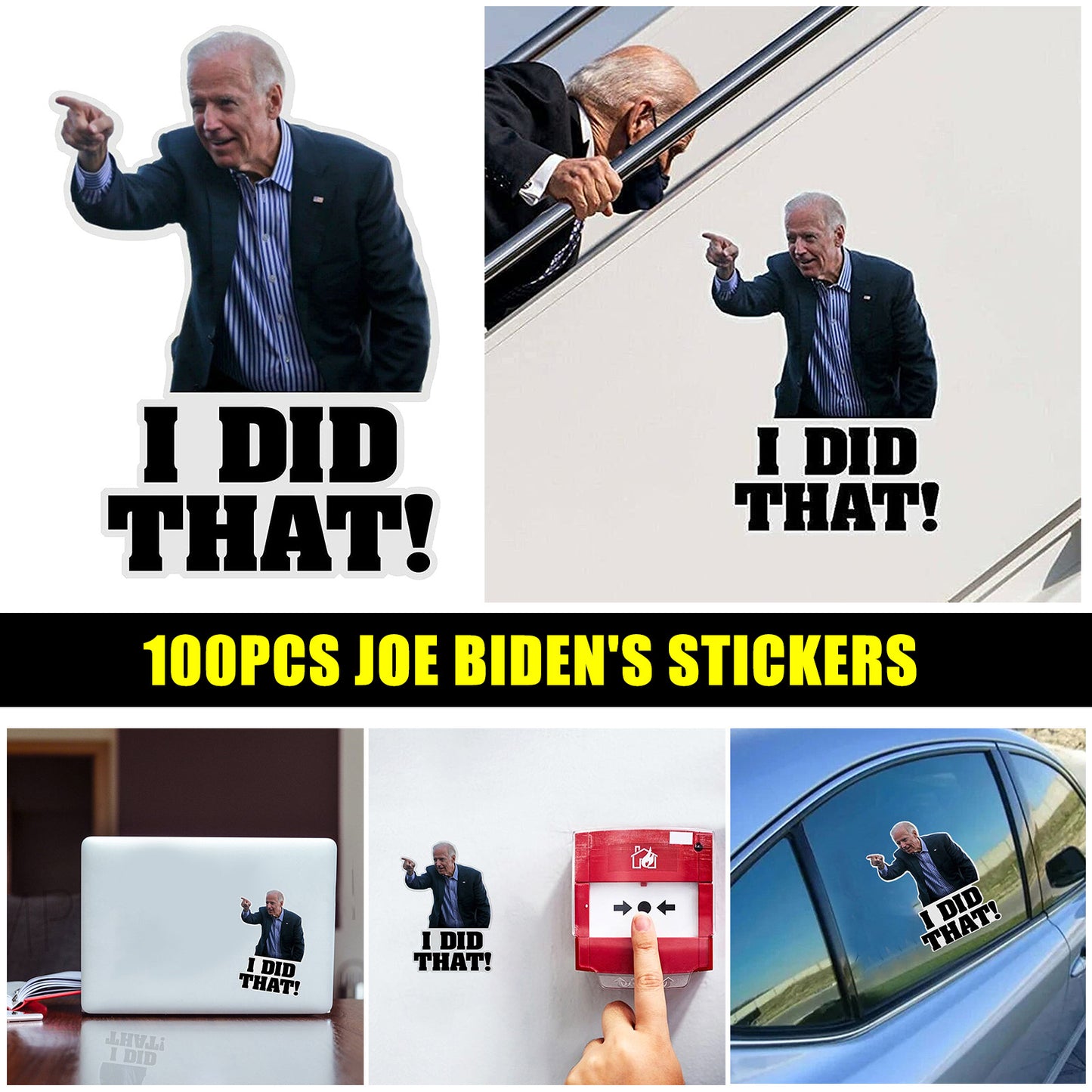 100pcs I Did That Autocollants de voiture Étanche Joe Biden Autocollants drôles Autocollants réfléchissants
