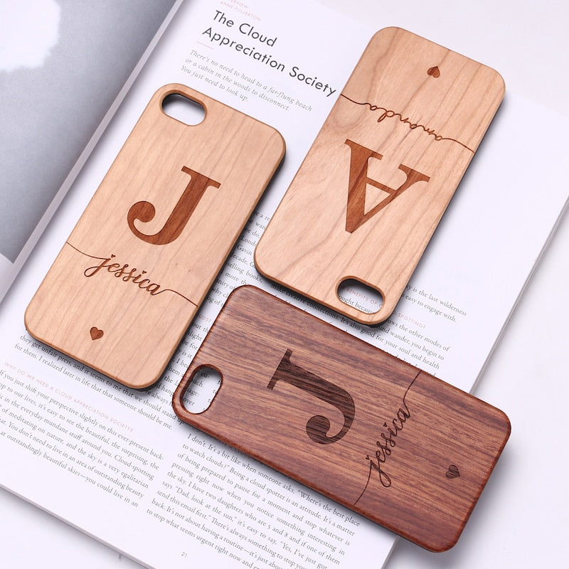 Custom Name Engraved Wood Case For Apple iPhone SE3 2022