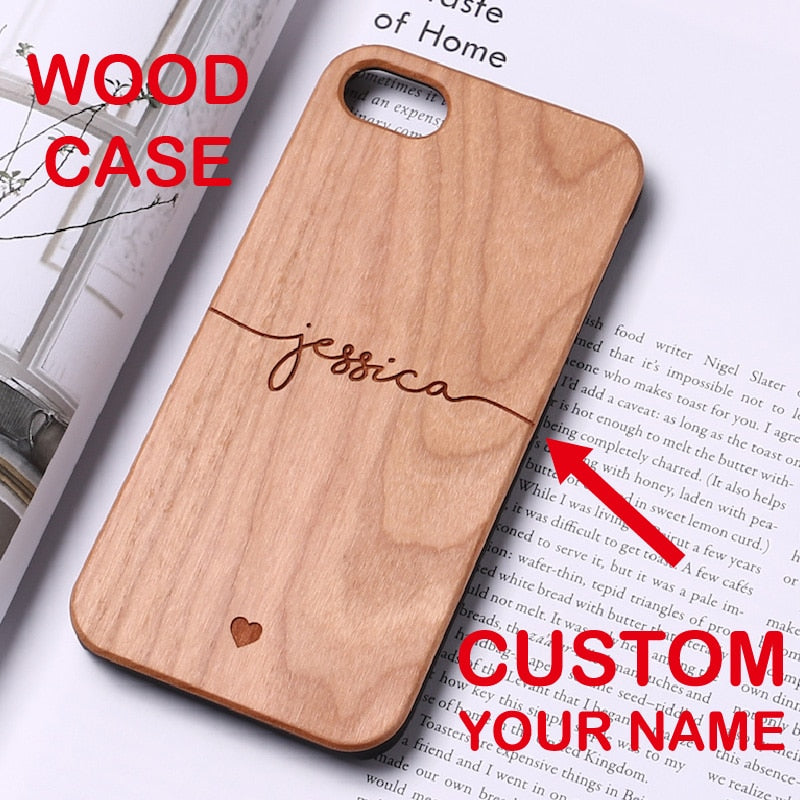 Custom Name Engraved Wood Case For Apple iPhone SE3 2022