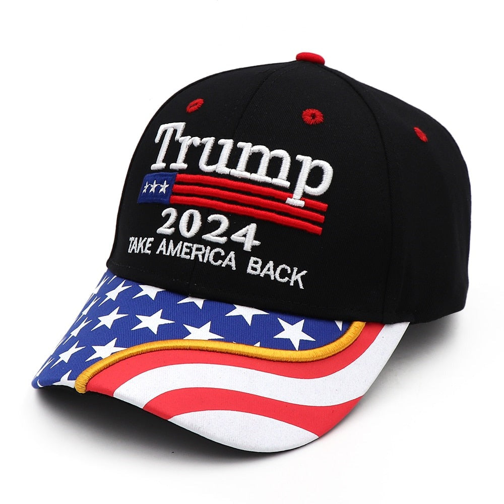 New Donald Trump 2024 Cap USA Flag Baseball Caps Take America Back 3D Embroidery Snapback President Hat