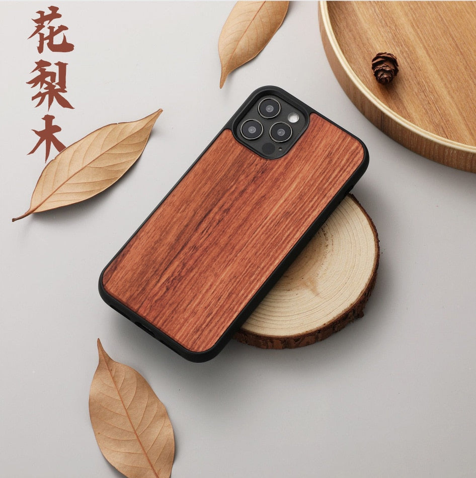 Shockproof Wood Cases for iPhone 13 12 11 Pro Max Mini XS X XR SE 7 8 6S Plus