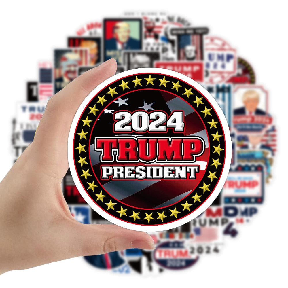 Trump 2024 Cartoon-Aufkleber, 10/30/50/100 Stück, vorgeschnitten, wasserfest
