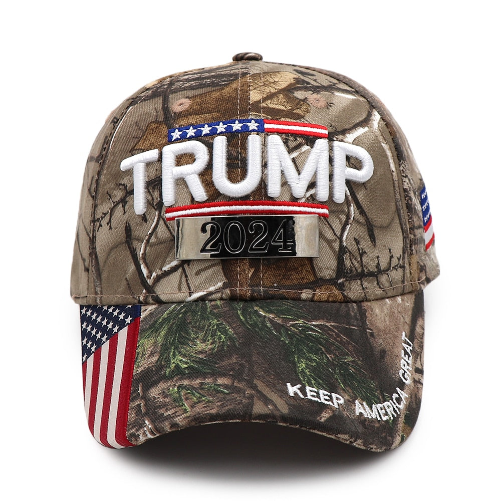 Donald Trump 2024 Casquette Camouflage USA Drapeau Casquettes de baseball Gardez l'Amérique Grand Snapback Président Chapeau Broderie 3D