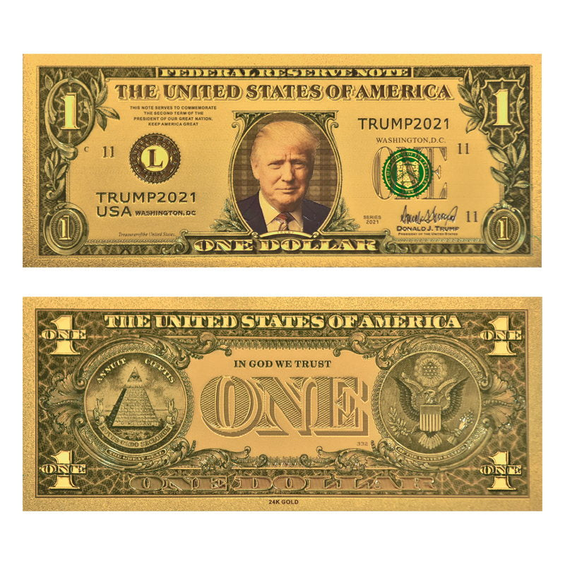 Donald Trump Gift 24kt Gold Plated Commemorative Bank Note President Collectible Banknote 1pc
