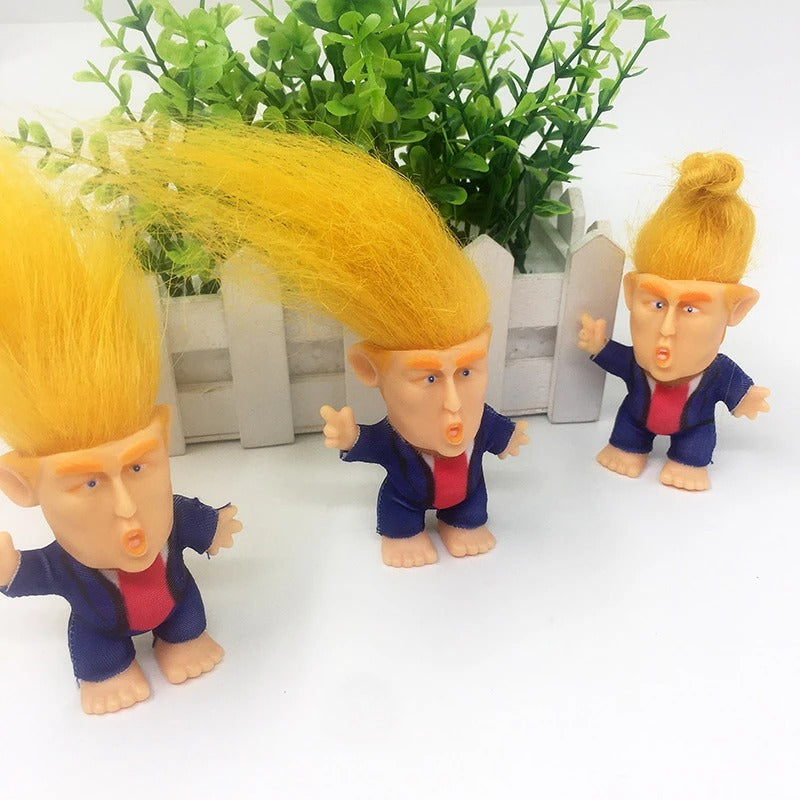 Donald Trump Jouet Figure Cheveux Longs Troll Poupée Nouveauté Gag Cadeau pour les Fans de Trump