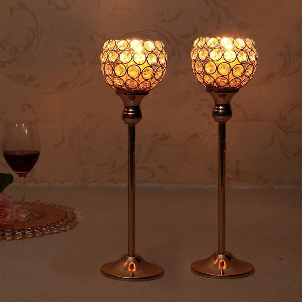 Golden Crystal Candle Holders for Thanksgiving and Christmas - DiningStorm
